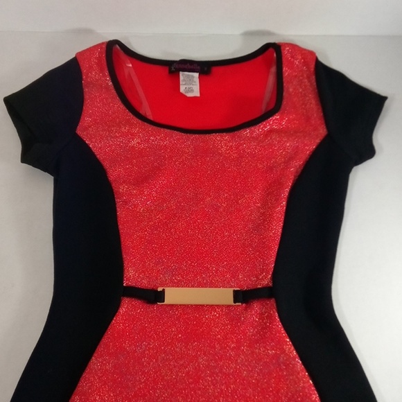 Annabelle Dresses & Skirts - Womens Coral and Black Midi Dress
